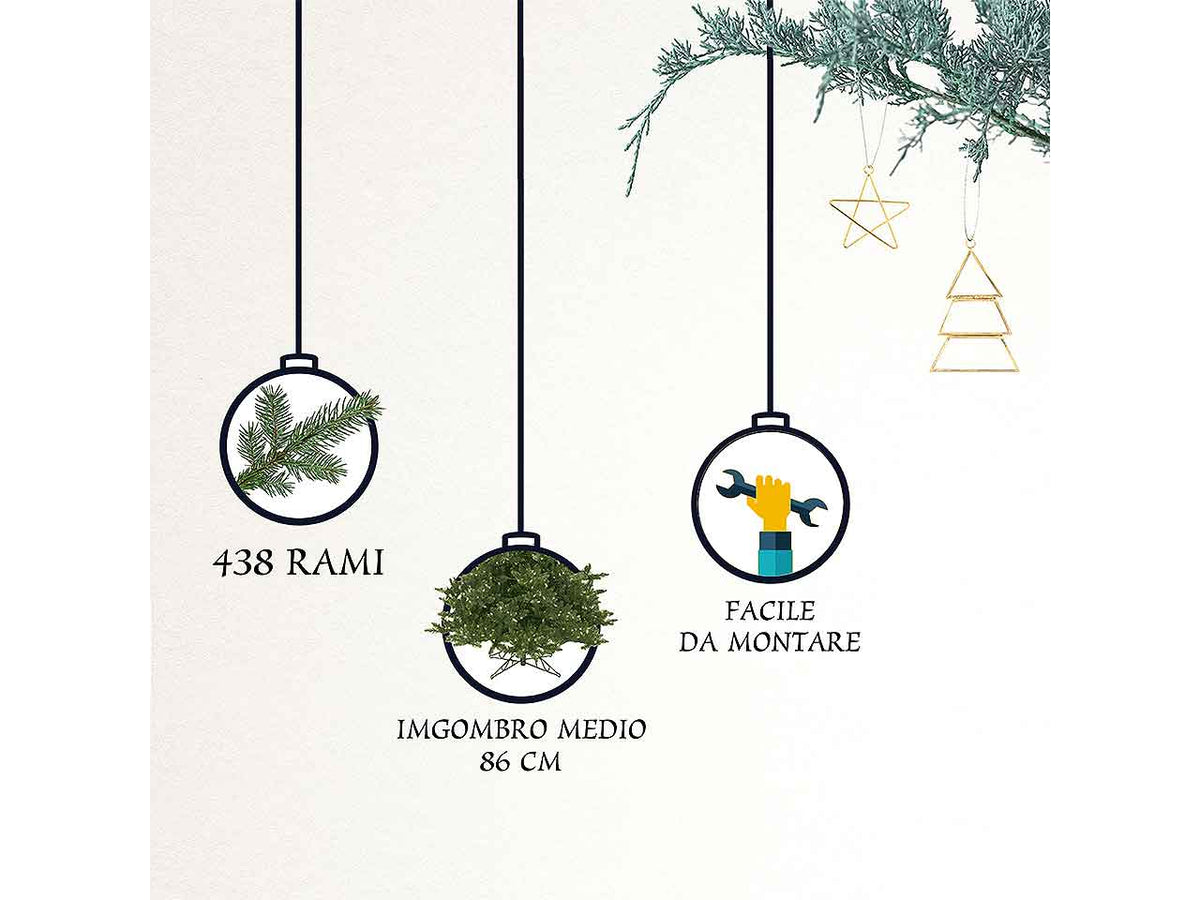Albero di natale New Tiffany 150cm d.86cm 438 rami montaggio a gancio pvc