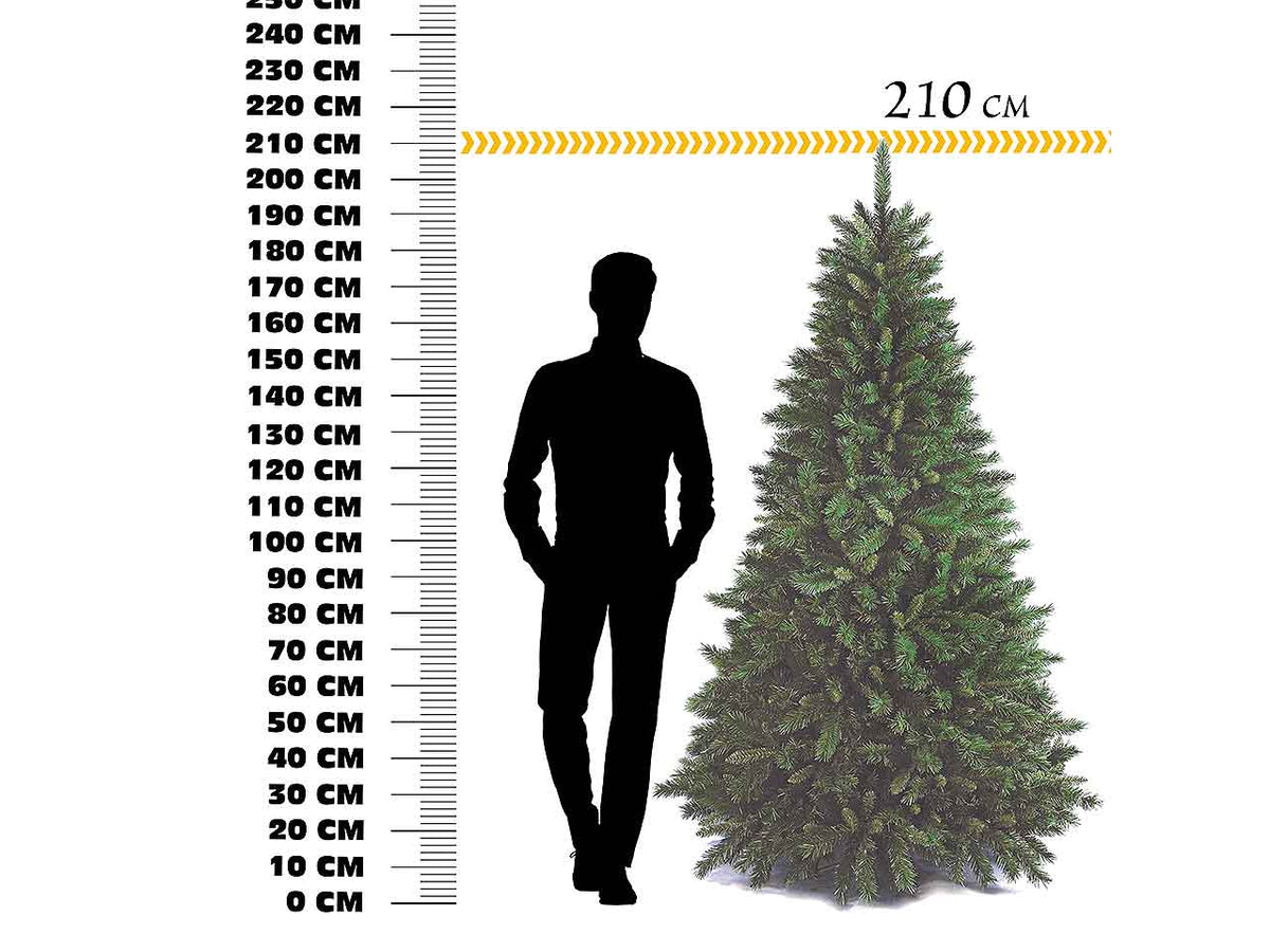 Albero di natale New Tiffany 210cm d.129cm 1078 rami montaggio a gancio pvc