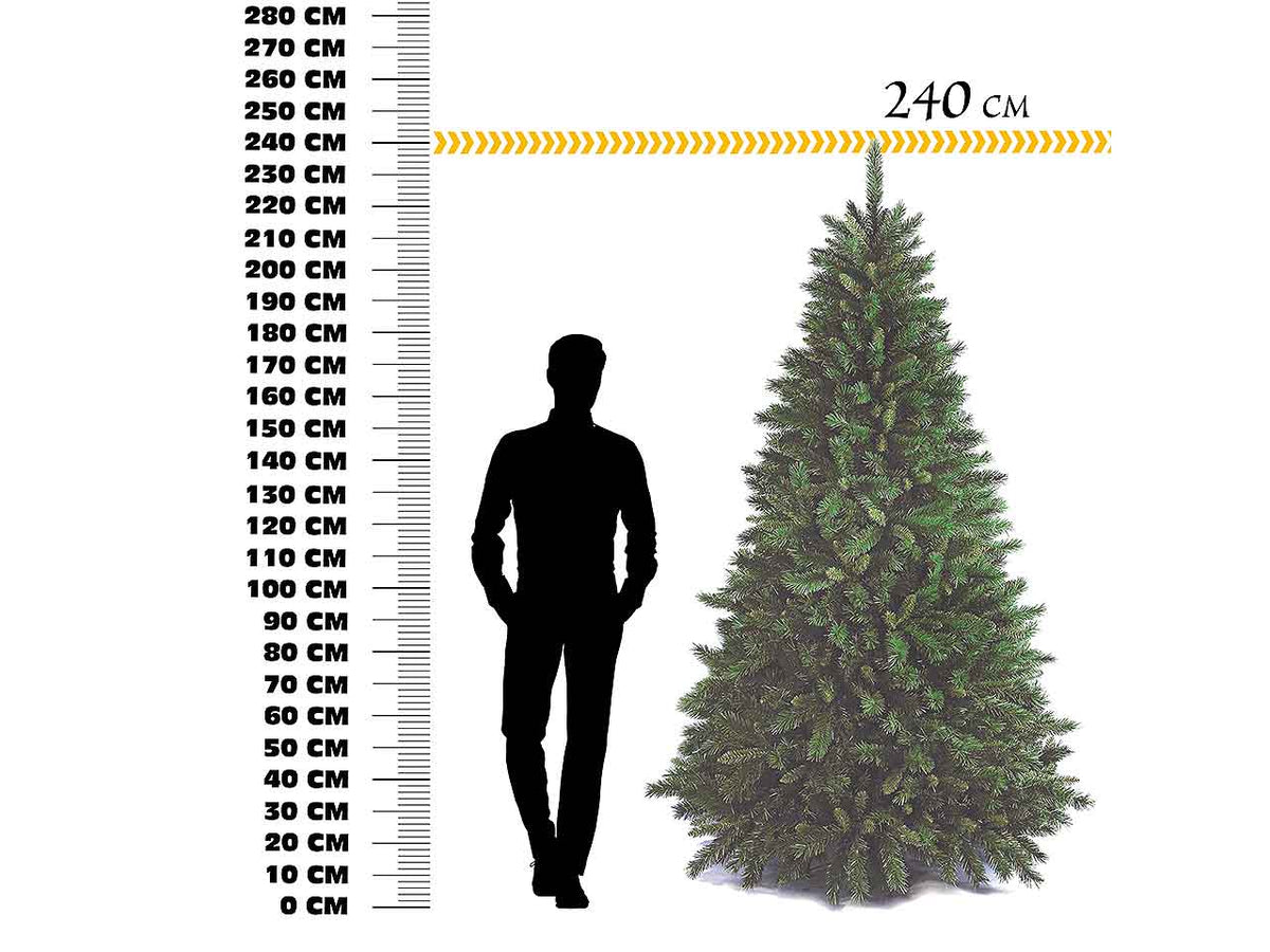 Albero di natale New Tiffany 240cm d.142cm 1516 rami montaggio a gancio pvc $