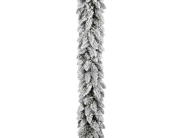 Ghirlanda boa innevata con pigne 270cm 220 rami diametro 30cm