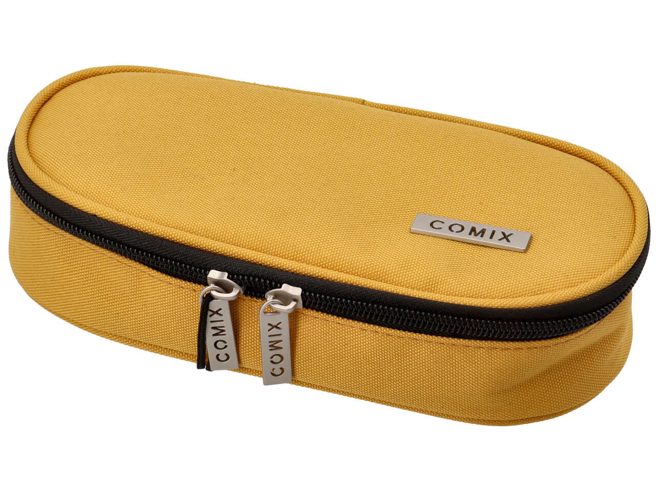 Astuccio ovale Comix giallo organizzato in tessuto monocolore
