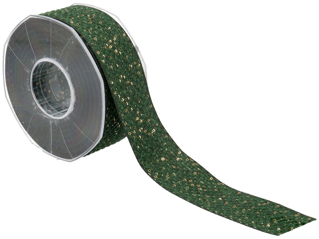 Nastro regalo verde e dorato con paillettes e micro pois in poliestere 4cmx10m â Furlanis