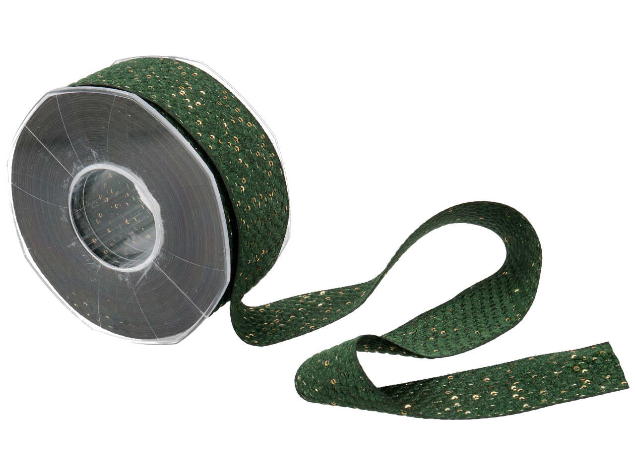 Nastro regalo verde e dorato con paillettes e micro pois in poliestere 4cmx10m â Furlanis
