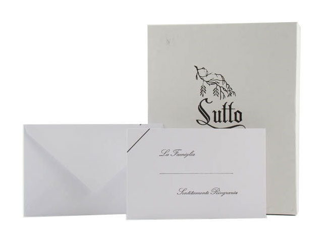 Biglietti con buste per lutto rettangolari con taglio a punta - la confezione comprende 100 biglietti e 100 buste
