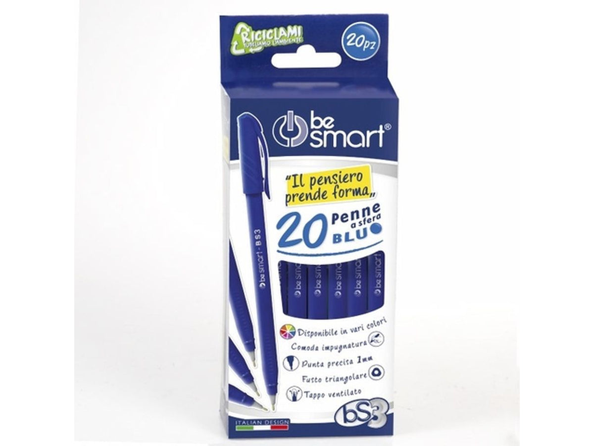 Penne a sfera colore blu be smart - la confezione comprende 20 penne