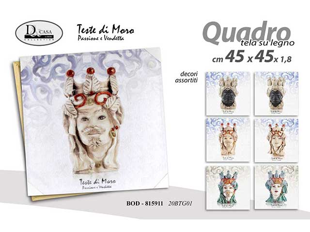 Testa di moro quadro 45x45x1,8cm 815911