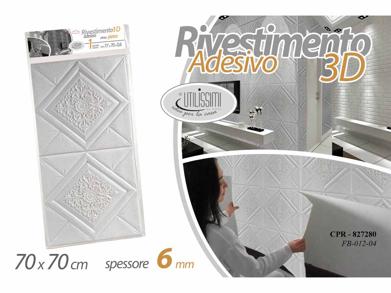 Rivestimento ades.3d 70x70cm 827280