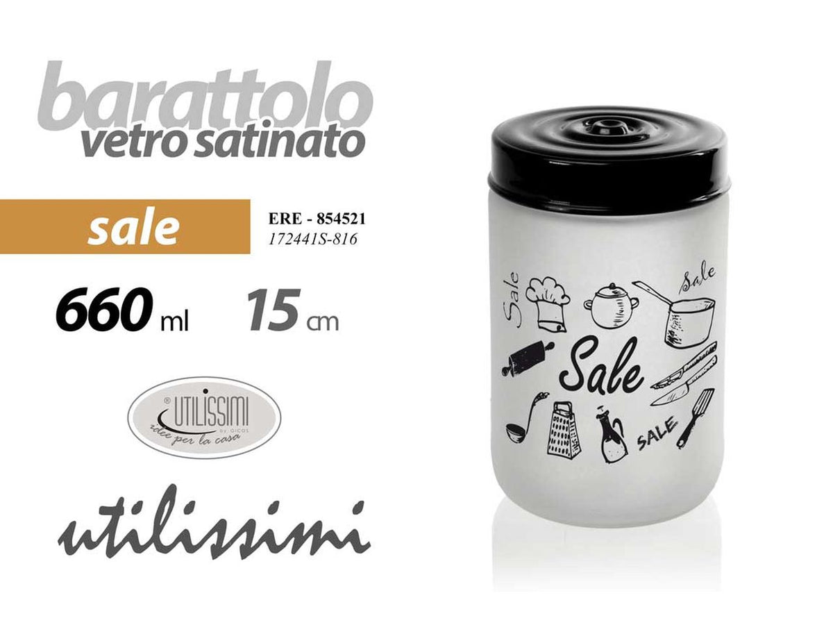 Barattolo in vetro satinato per sale 660ml 9x15cm