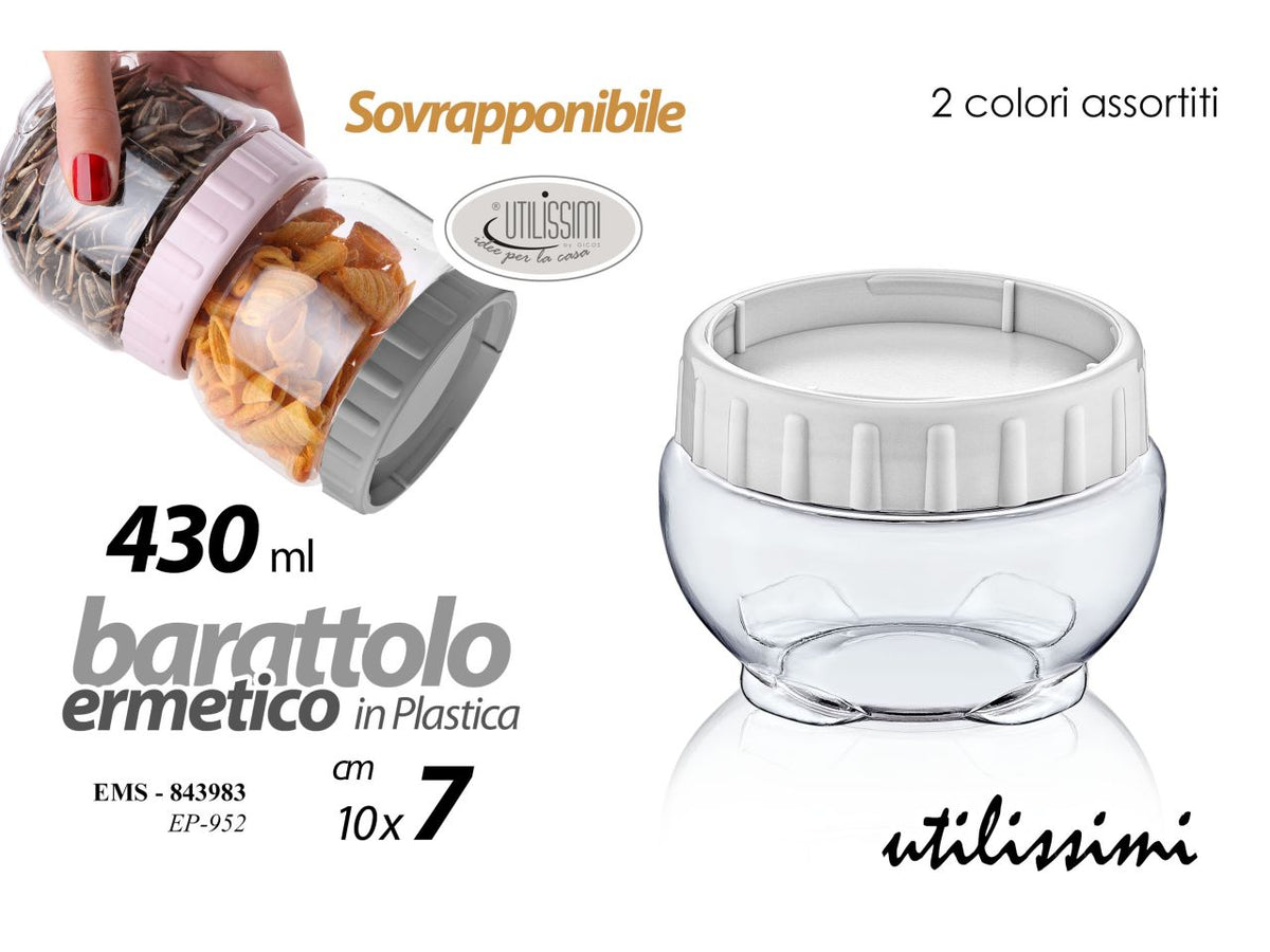 Barattolo di plastica da 430ml 10x7cm