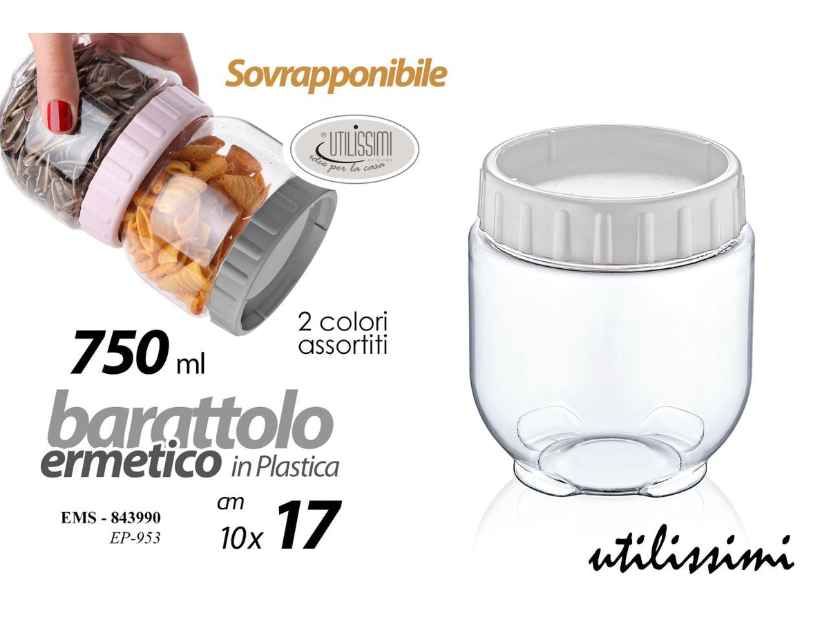 Barattolo di plastica da 600ml 10x11cm