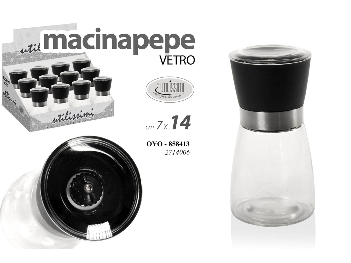 Macina pepe/sale in vetro 7x14cm