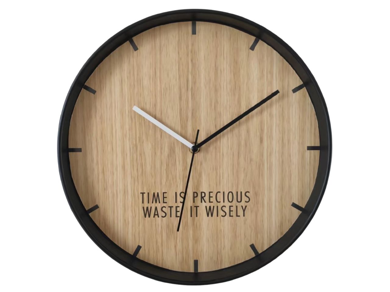 Orologio da parete industrial in plastica e vetro color legno naturale e nero analogico d.30 cm - Gicos