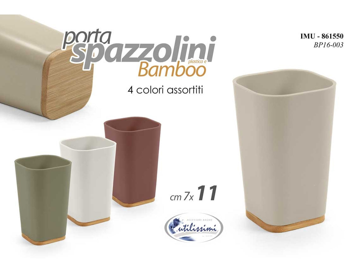 Porta spazzolini in plastica colori assortiti misura 7x11cm