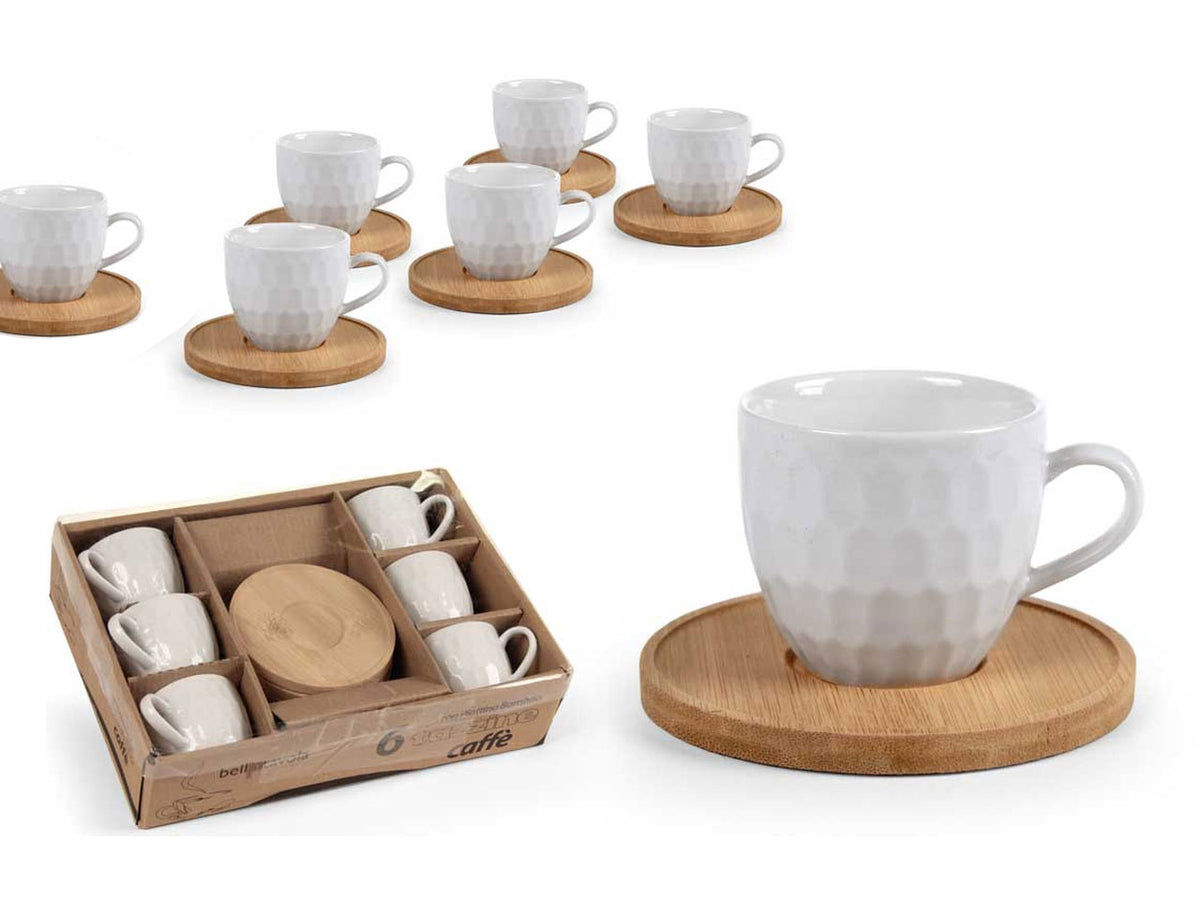 Set da 6 tazzine con piattini in bamboo