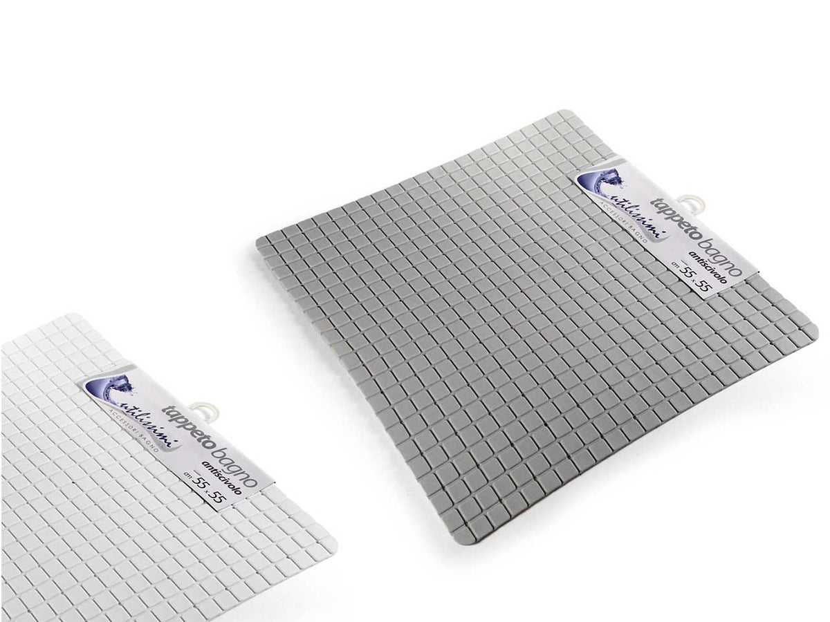 Tappeto antiscivolo pvc grigio bianco e tortora con ventose per doccia 55x55 cm - Gicos