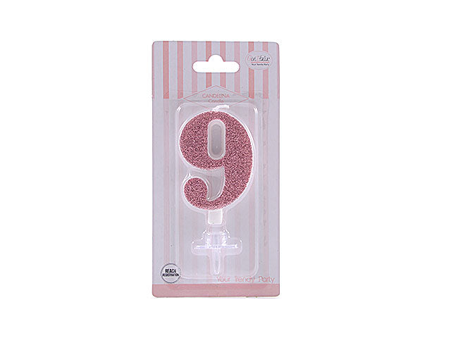 Candelina glitter n.9 9,5cm rose gold 50769