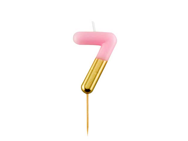 Candelina n.7 10,5cm rosa/oro 50667