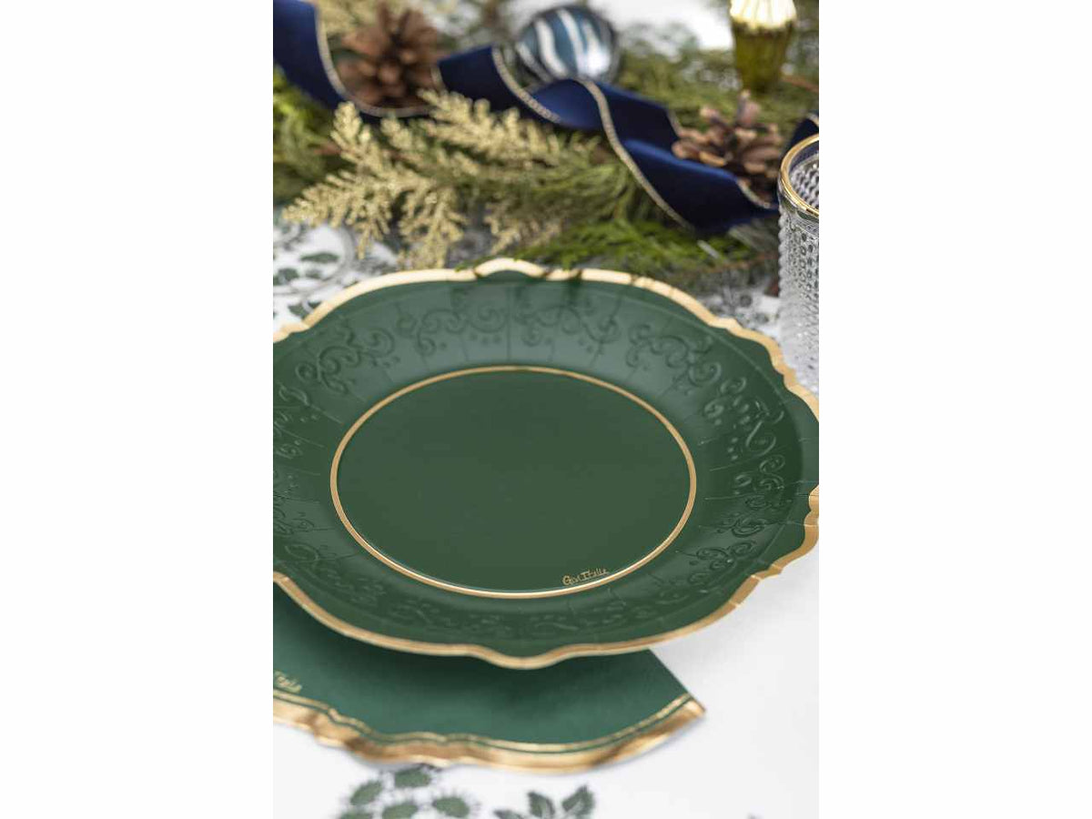 Tovaglioli liberty verde e oro cm33x33 16 pezzi$