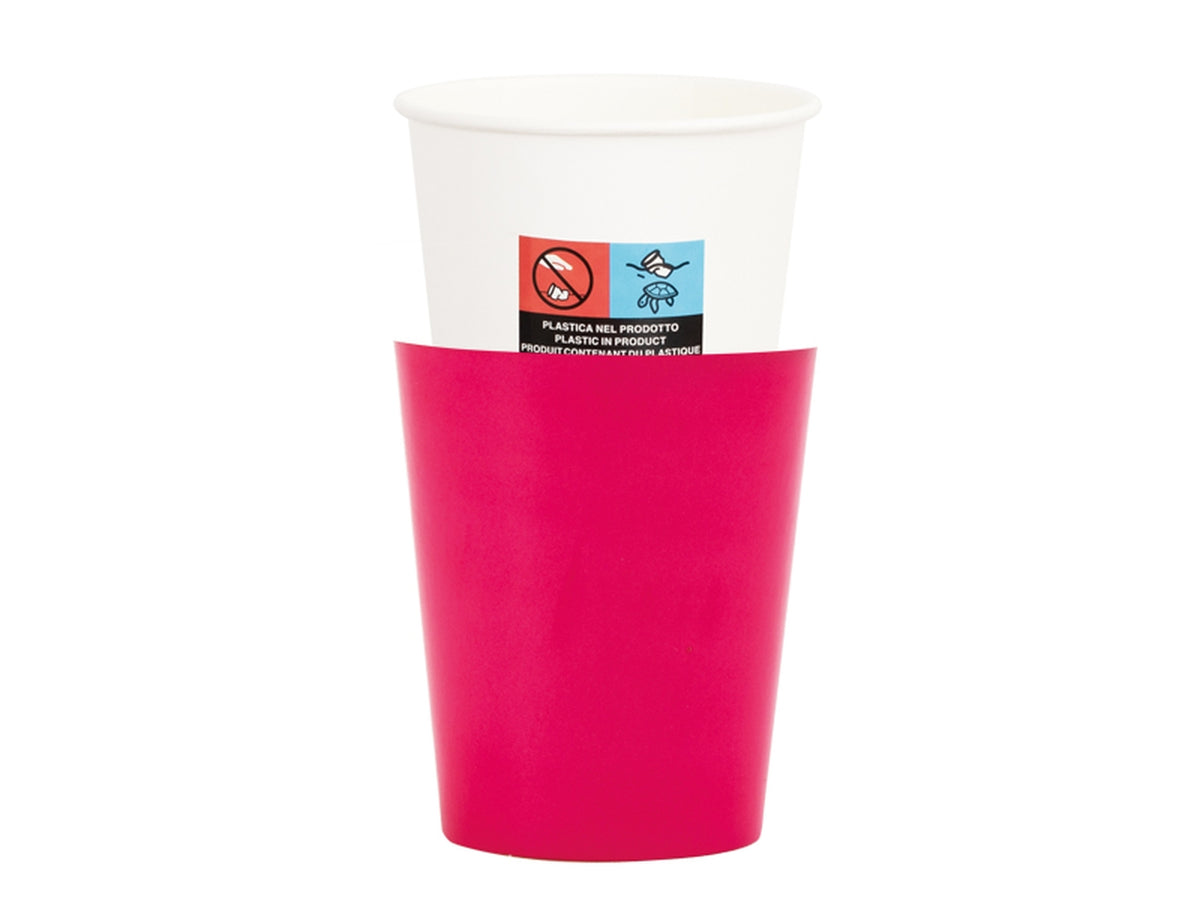 Bicchieri con cover fucsia 250cc - la confezione contiene 8 bicchieri e 8 cover