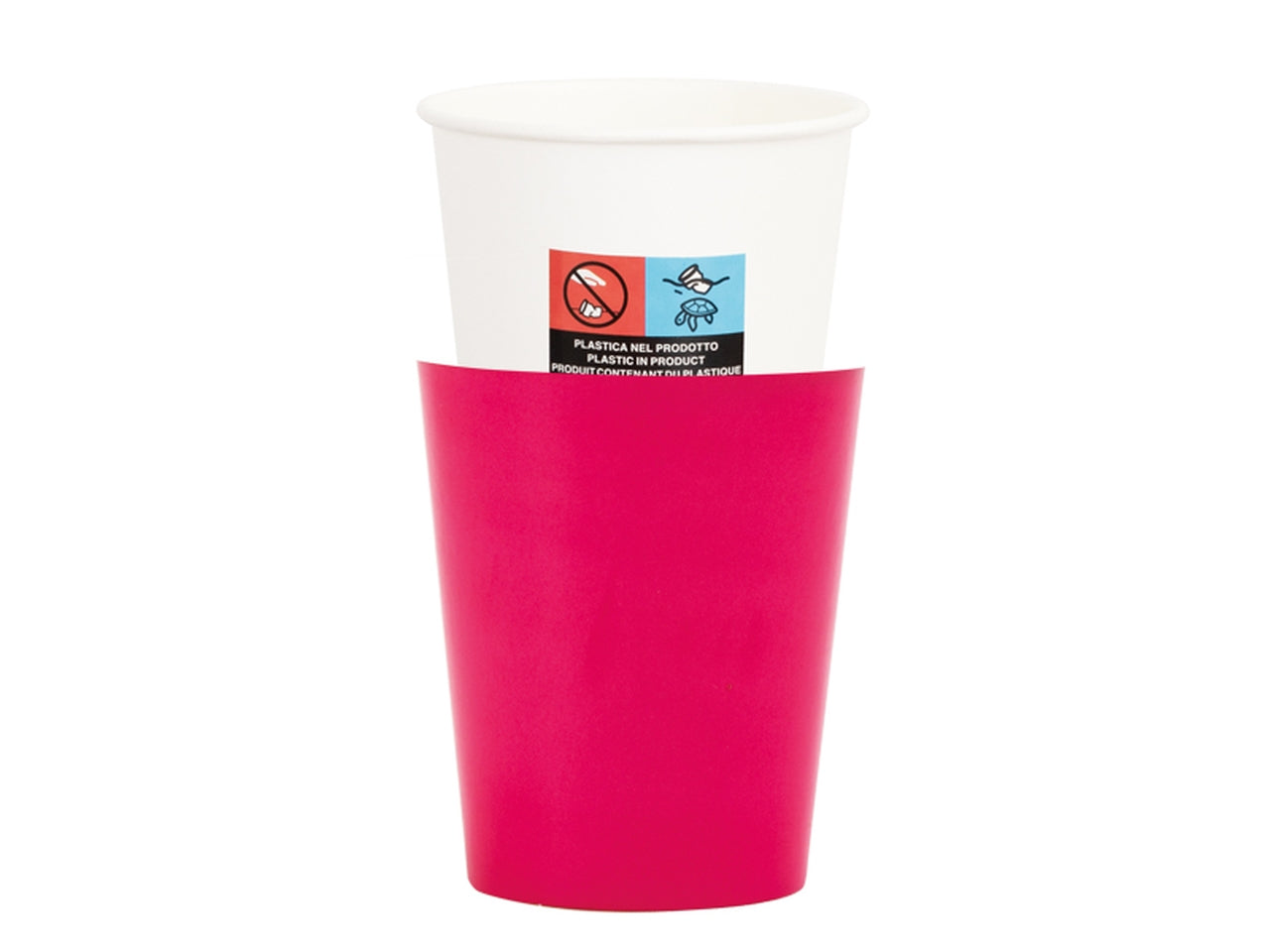 Bicchieri con cover fucsia 250cc - la confezione contiene 8 bicchieri e 8 cover