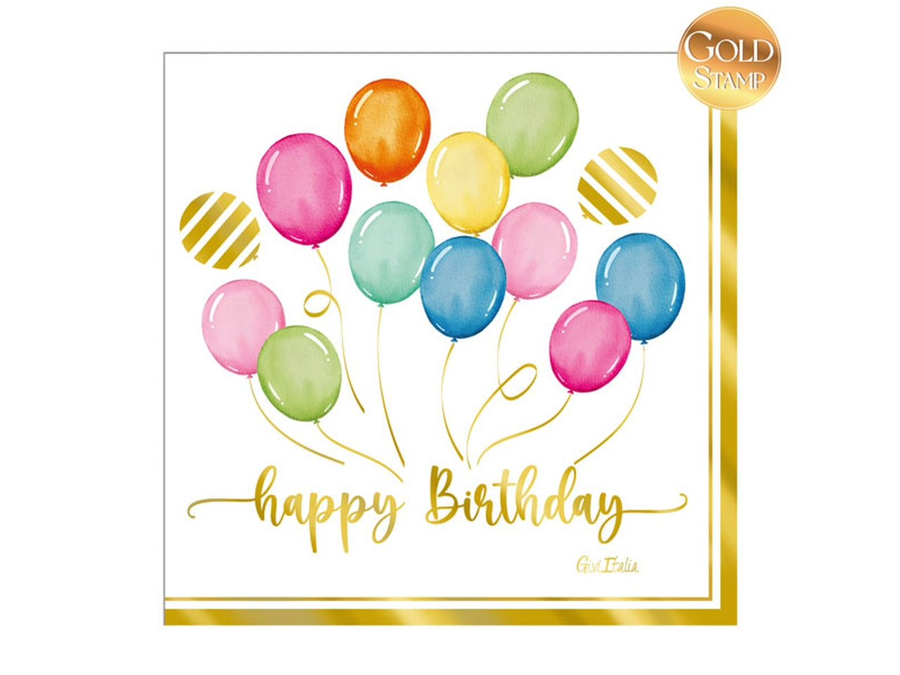 Tovaglioli birthday ballonos 33x33cm - la confezione contiene 16 tovaglioli