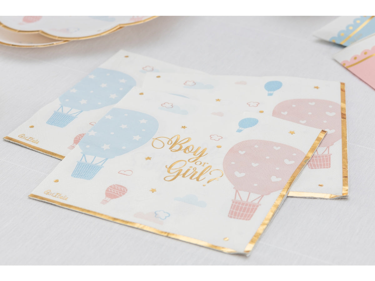 Tovaglioli di carta multicolor per gender reveal party 33x33 cm - Givi Italia