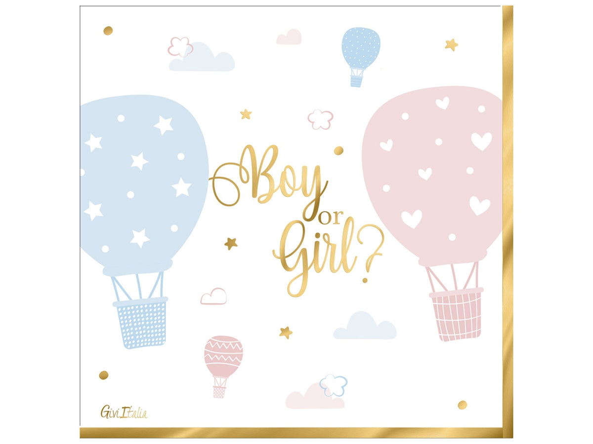Tovaglioli di carta multicolor per gender reveal party 33x33 cm - Givi Italia