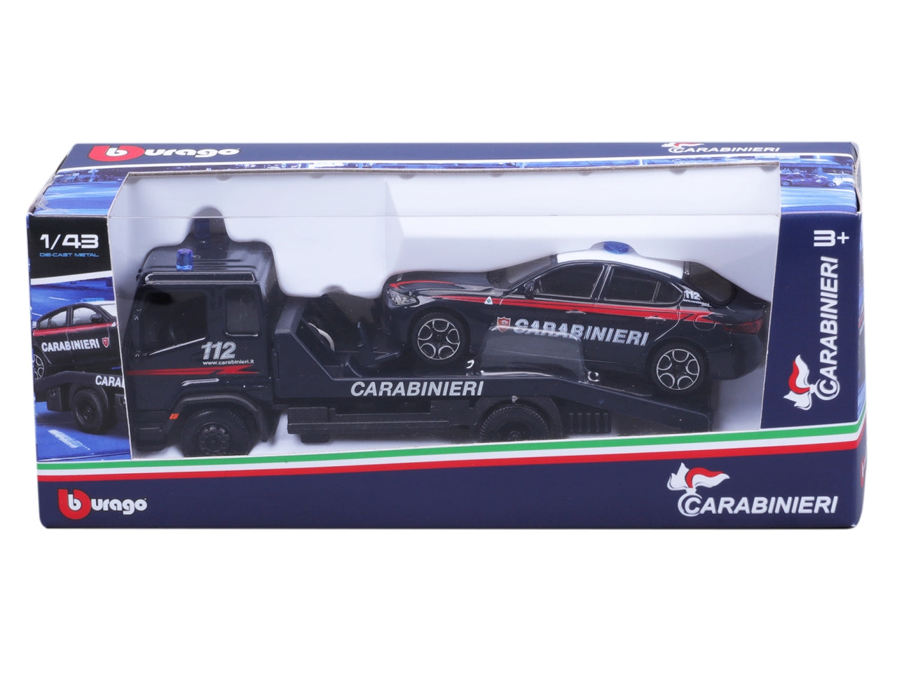 Burago city espositore completo di veicoli dei carabinieri in scala 1:43 - l'espositore contiene 62 veicoli