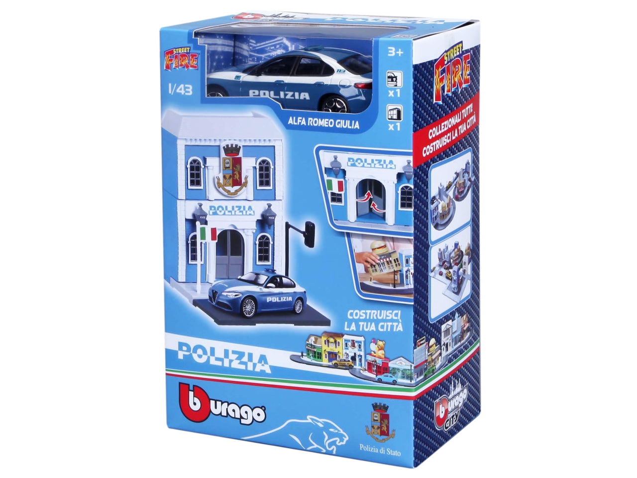 Burago city espositore completo di veicoli della polizia in scala 1:43 - l'espositore contiene 62 veicoli