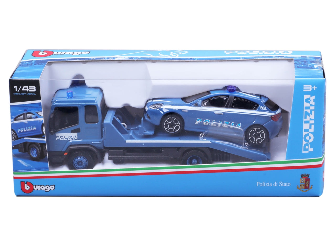 Burago city espositore completo di veicoli della polizia in scala 1:43 - l'espositore contiene 62 veicoli