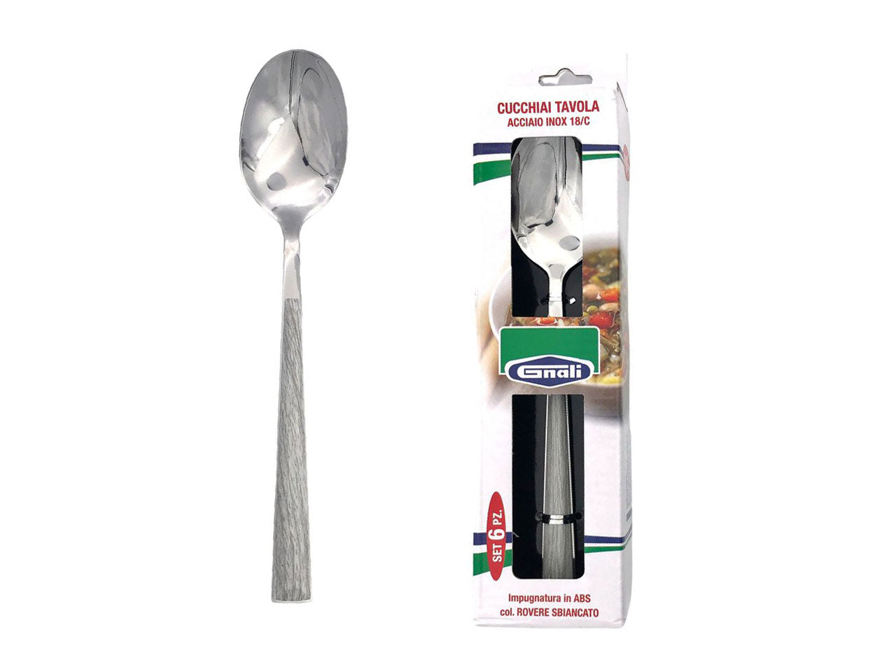 Cucchiaio caffè manico rovere sbiancato set da 6 cucchiai