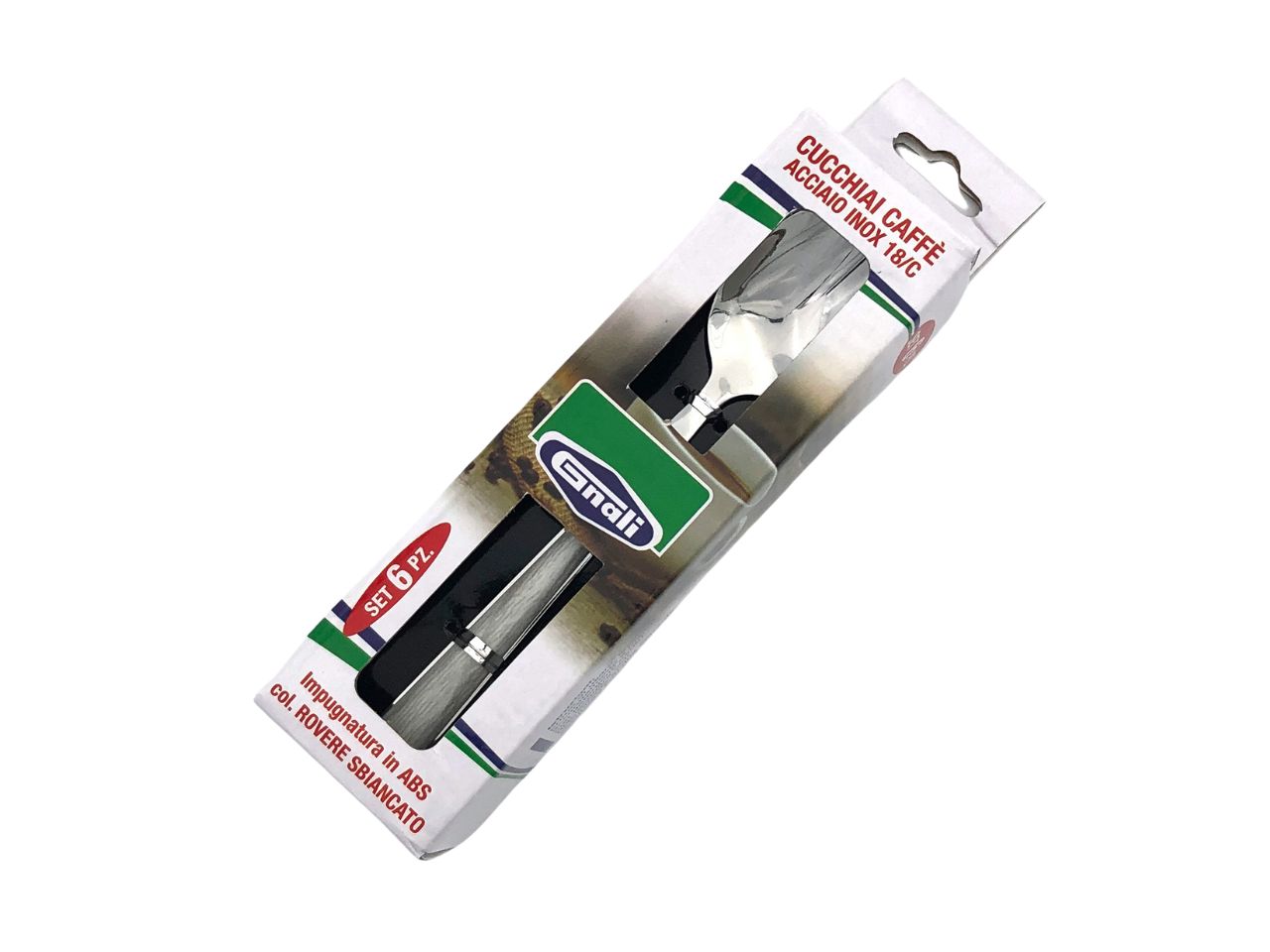Cucchiaio caffè manico rovere sbiancato set da 6 cucchiai