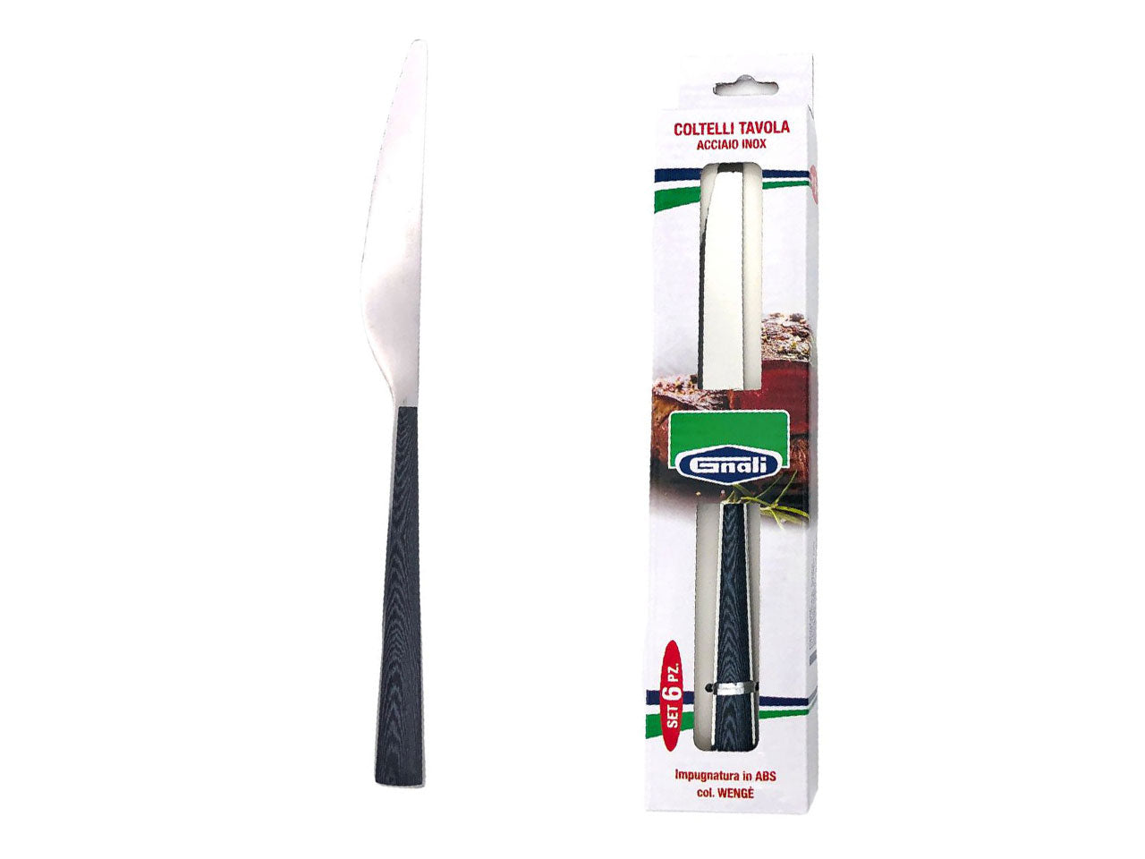 Coltello tavola manico wenge' set da 6 coltelli