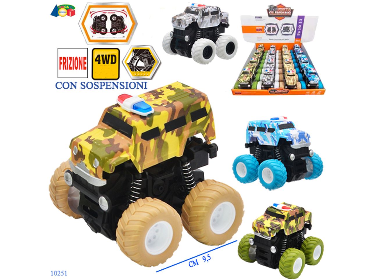 Jeep monster mimetica 4 wd frizione con sospensioni