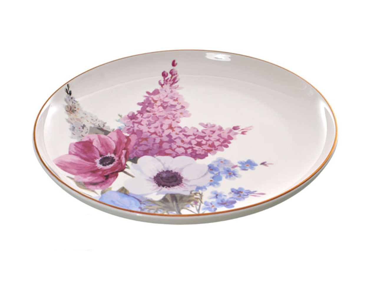Piatto frutta in ceramica bianco a fantasia floreale 21,5 cm - Golden Hill