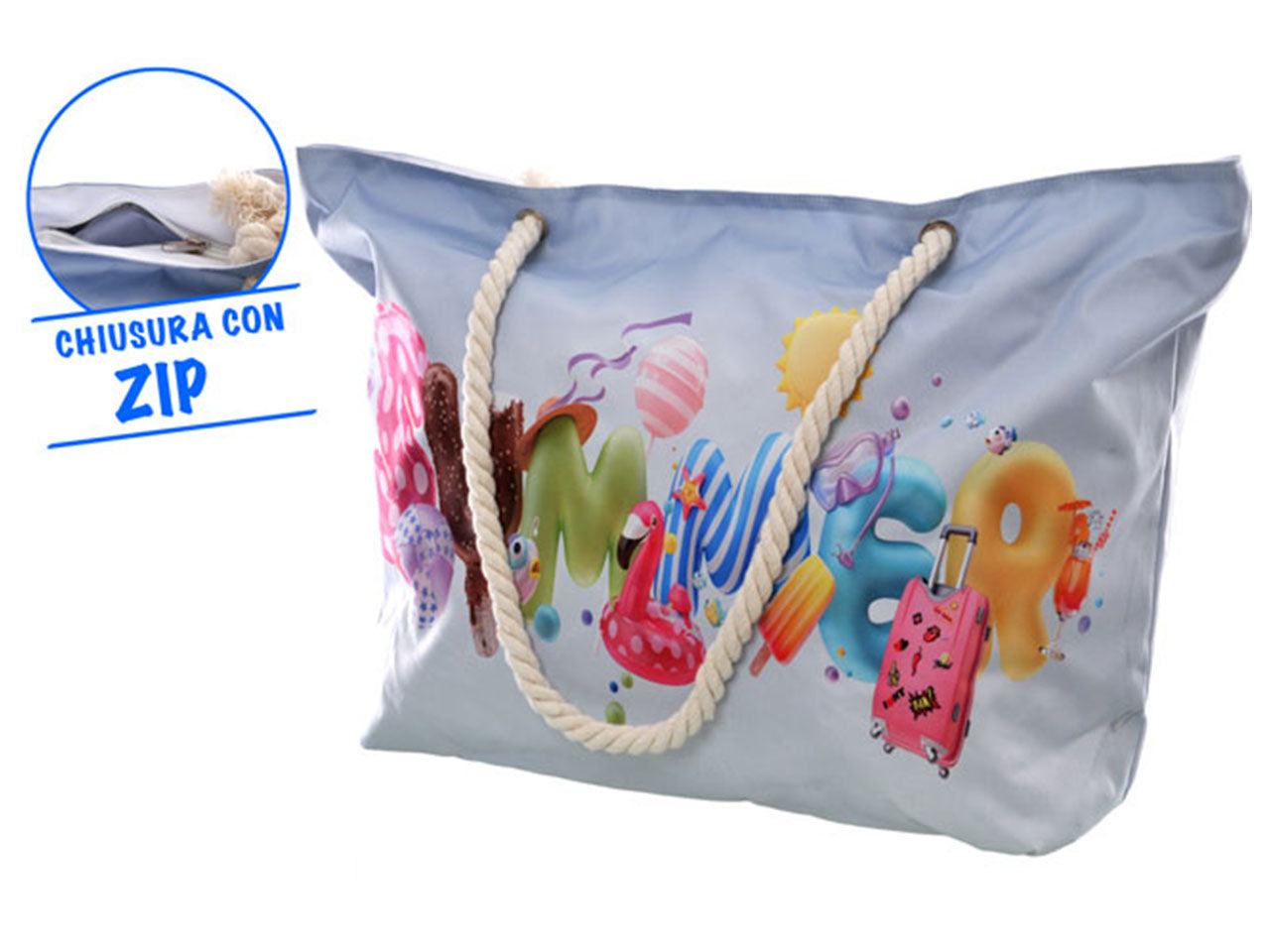 Borsa mare in poliestere multicolor - Golden hill $
