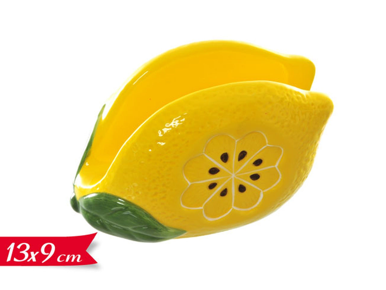 Portatovaglioli limone stile mediterraneo in ceramica giallo, 8,5x13,9x6 cm - Golden Hill