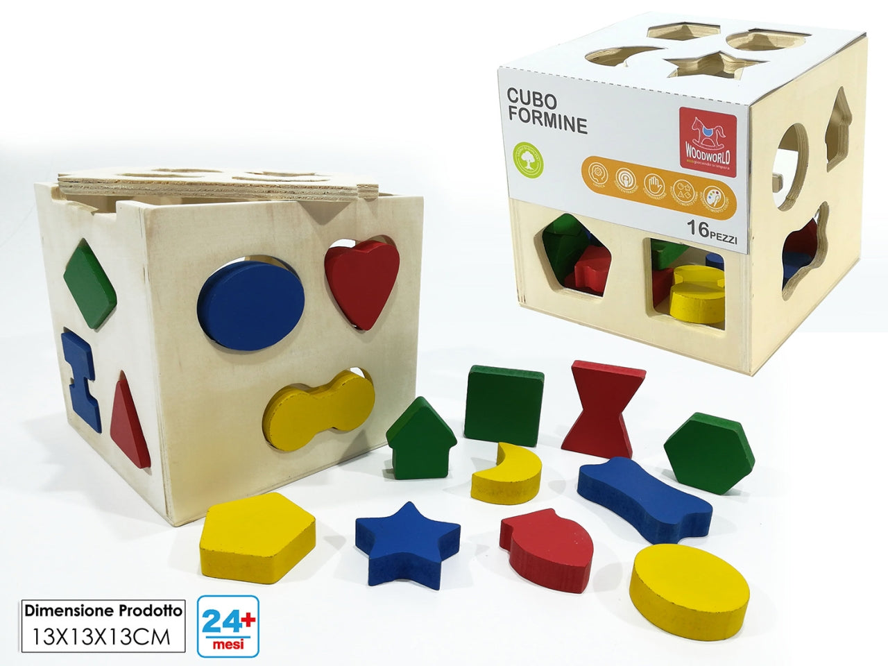 Gioco cubo c/formine legno 539714