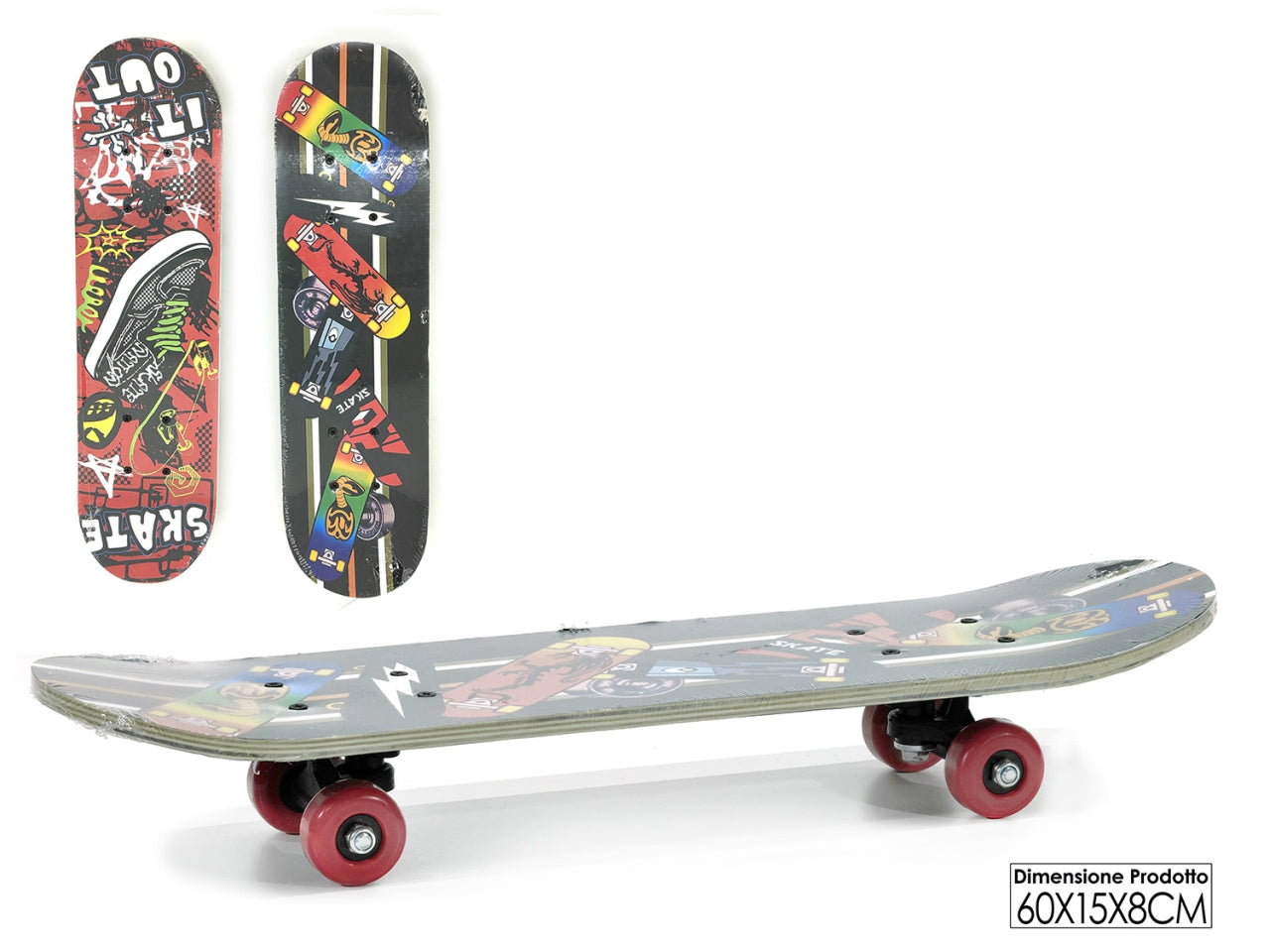 Skatebord medio 60x15xh.8cm in 3 assortimenti