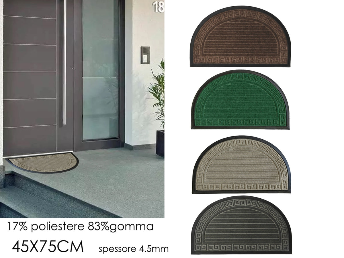 Tappeto mezzaluna 45x75cm in poliestere e gomma, 4 colori assortiti