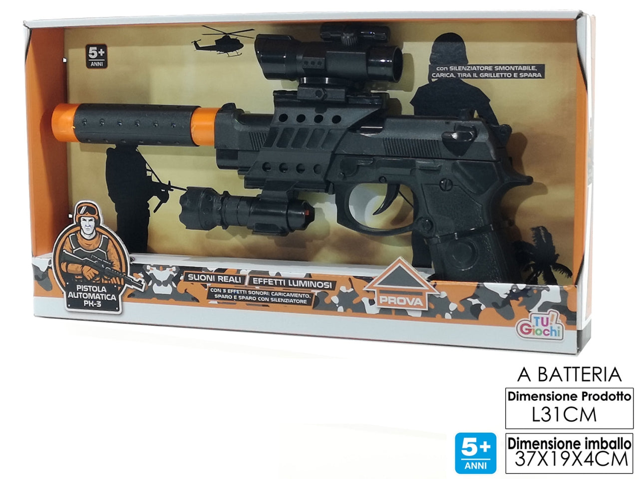 Pistola automatica pk3 luci e suono