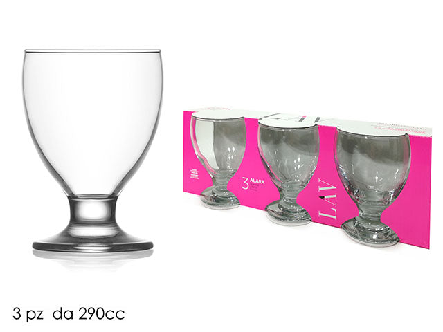 Set 3 bicchieri alara trasparenti 290cc