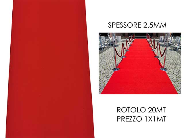 Passatoia rossa rotolo da 1x20mt