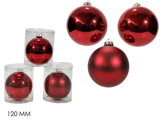 Palline natalizie rosso in vetro diametro 12cm