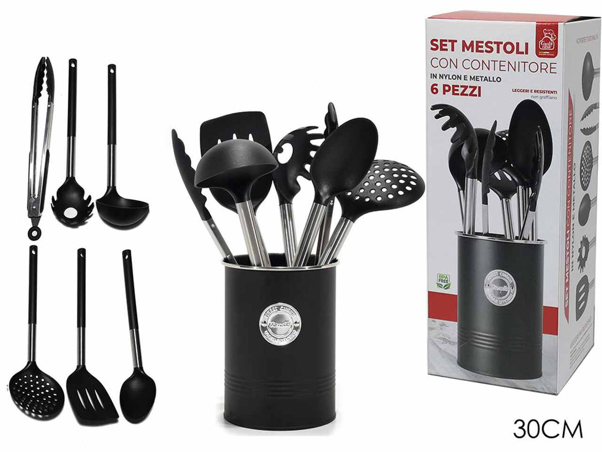 Utensili 6 pezzi con contenitore