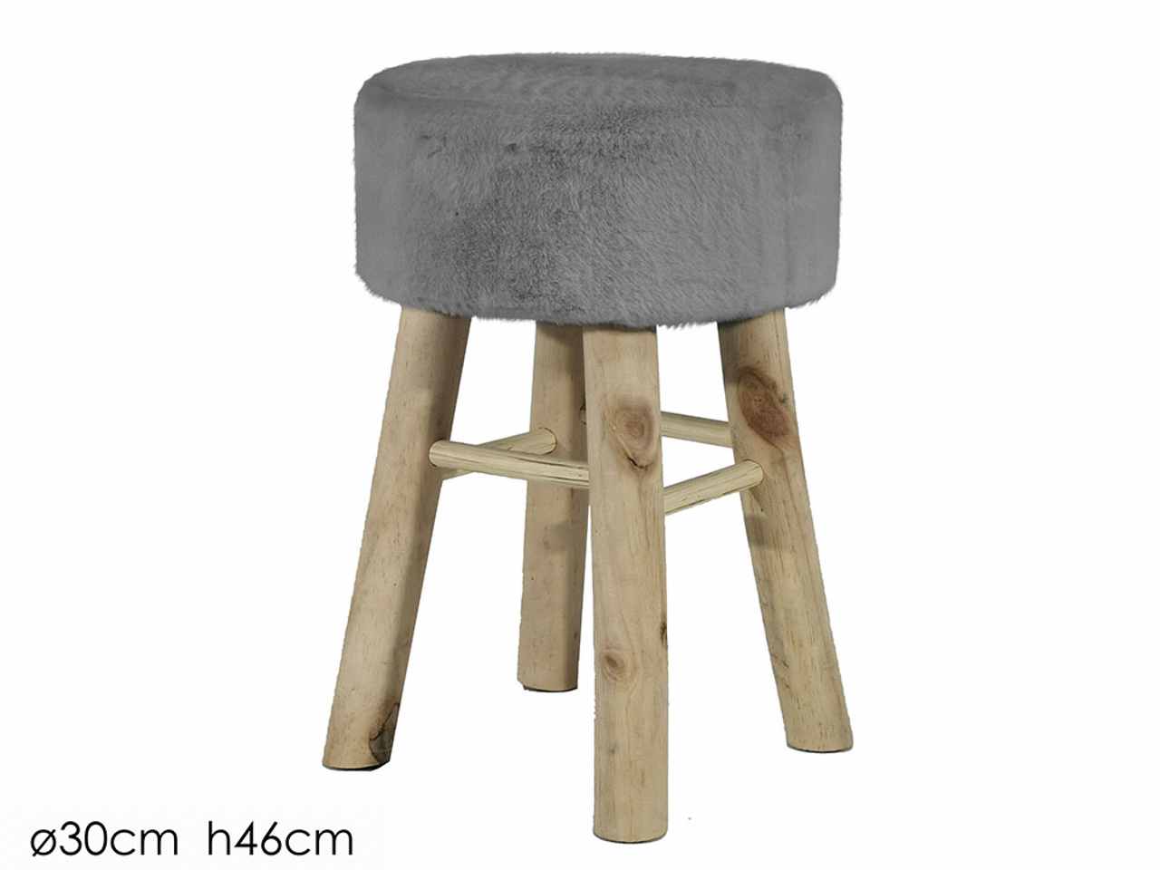 Pouf pelliccia d.30xh46cm colore grigio