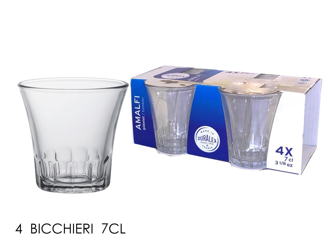 Bicchiere vetro amalfi 70ml da caffe' - la confezione contiene 4 pz