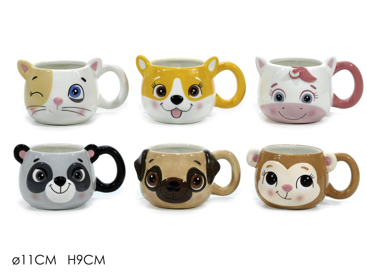 Tazza mug in ceramica 43 cl colori assortiti animali 11x9 cm - Gusto Casa
