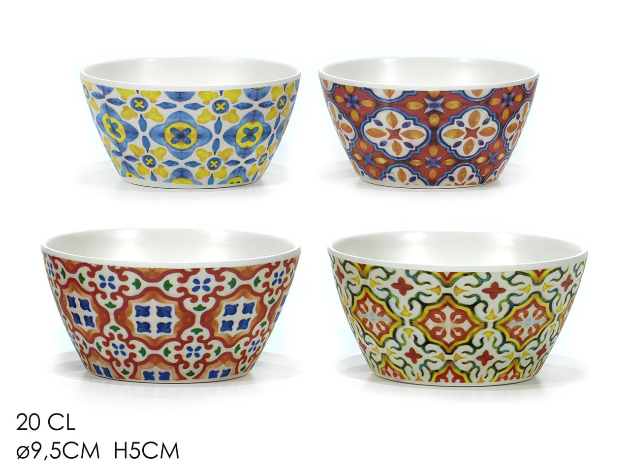 Coppetta stile mediterraneo in melamina multicolor 20 cl, 9,5x5 cm, Linea Zahira - Gusto casa