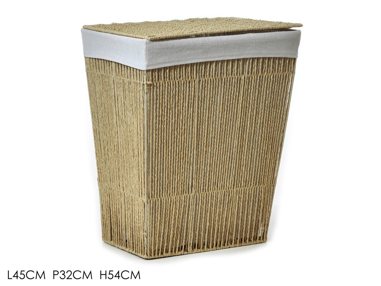 Cesta portabiancheria rettangolare in carta e cotone beige 45x32xh.54 cm - Vestiamo Casa